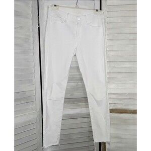 Mother Jeans 27 Women's White Looker Ankle Frayed Stretch Pants Stained